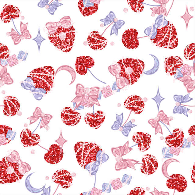 100% Polyester Strawberry Diamonds Printed Lolita Dress Fabric 
