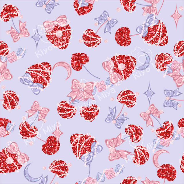 100% Polyester Strawberry Diamonds Printed Lolita Dress Fabric 