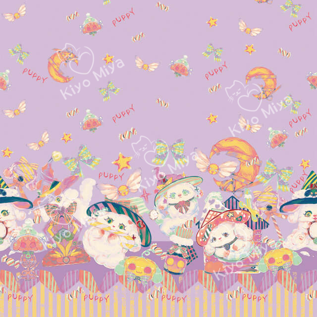 100% Polyester Helloween Ghost Puppy Lovely Dog Cartoon Printed Lolita Dress Festival Fabric