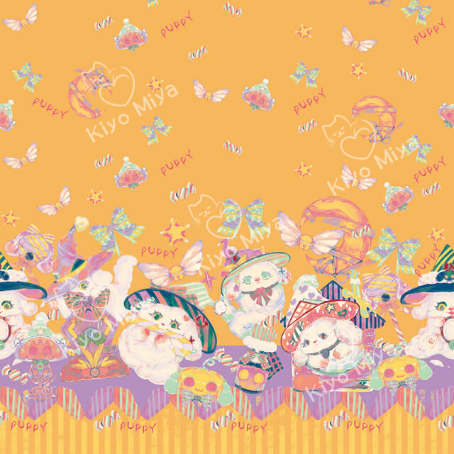 100% Polyester Helloween Ghost Puppy Lovely Dog Cartoon Printed Lolita Dress Festival Fabric