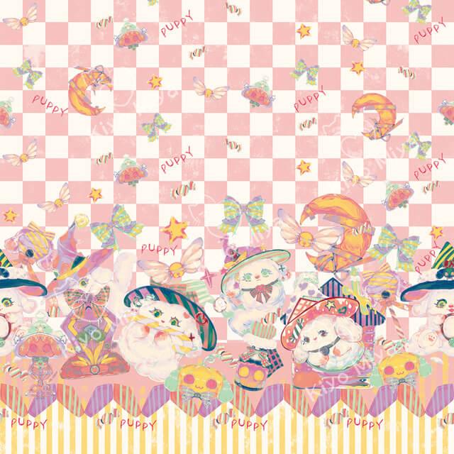100% Polyester Helloween Ghost Puppy Lovely Dog Cartoon Printed Lolita Dress Festival Fabric