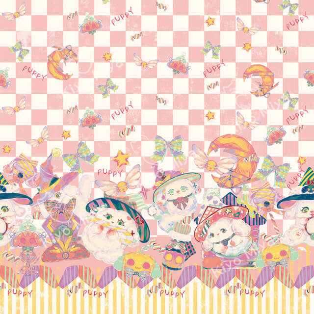 100% Polyester Helloween Ghost Puppy Lovely Dog Cartoon Printed Lolita Dress Festival Fabric