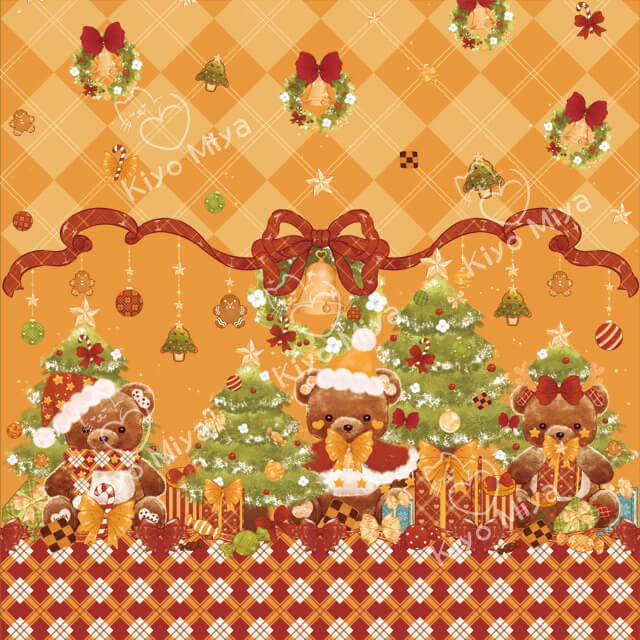 100% Polyester Christmas Rabbit And Cat Printed Lolita Dress Fabric