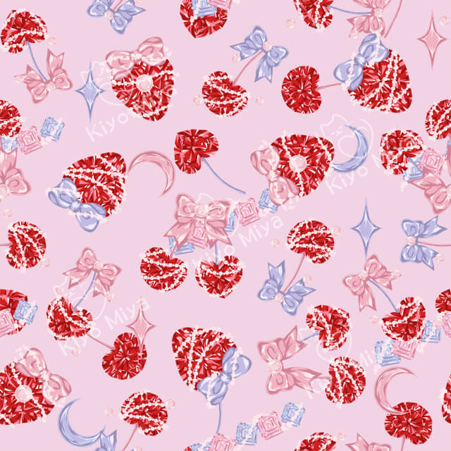 100% Polyester Strawberry Diamonds Printed Lolita Dress Fabric 
