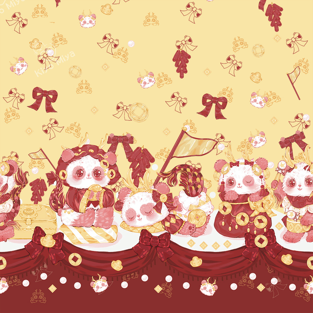 digital printed dragon year panda four way strech fabric